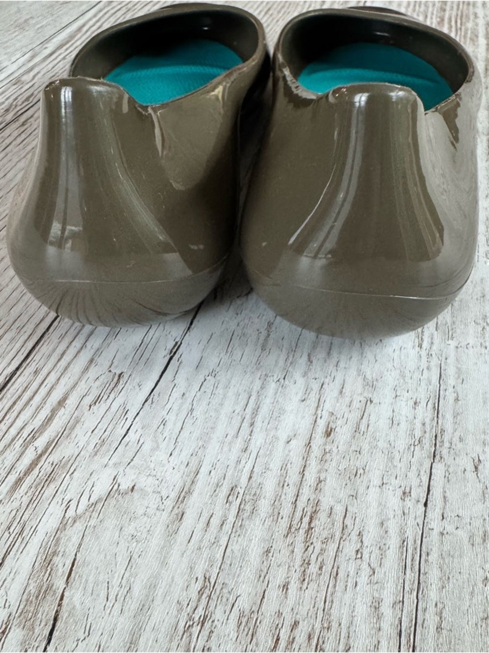 Oka B. Olive Eco-Friendly BioBased Shiny Patent Ballet Flats - Teal Insole 8 - Picture 5 of 11